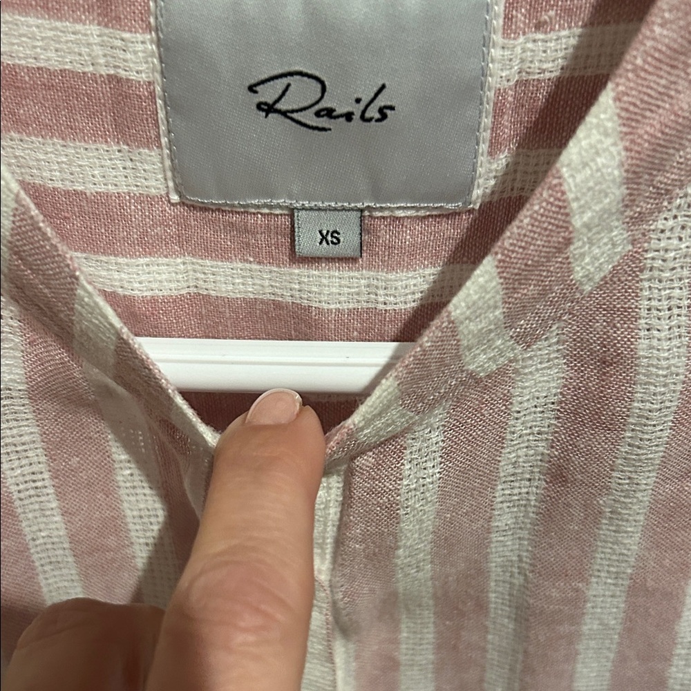 NWT Rails Angelina Pale Pink and White Striped Mini Dress Linen Blend Size XS - Picture 6 of 10